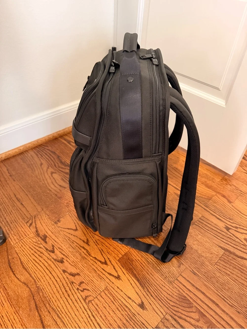 Tumi Black Structured Travel Backpack with Front Organizer Pockets